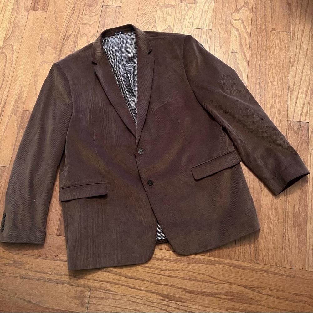 Saddlebred Mens Brown Corduroy Jacket Blazer Sport Coat Plaid Lining 52L